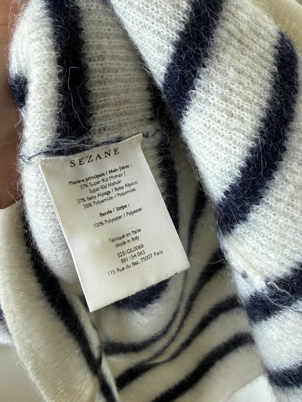 Sezane Gaspard Sweater, Size Small, Navy Ecru - Picture 6 of 7